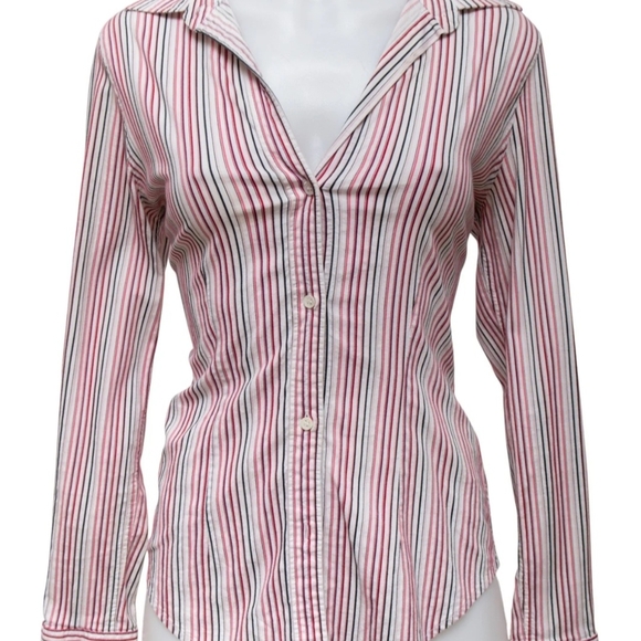 The Limited Tops - The Limited Pink and White Striped Button-Down Shirt